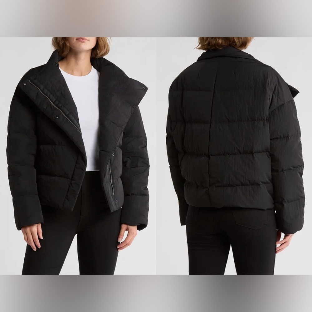 New Theory Offset Down Puffer Black Jacket Sz M
